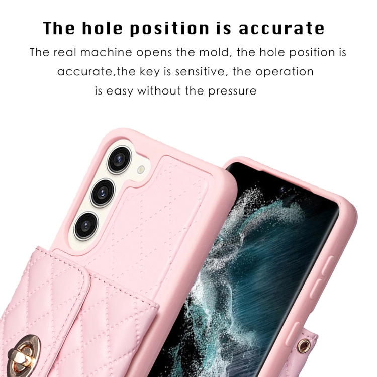 For Samsung Galaxy S23+ 5G Horizontal Metal Buckle Wallet Rhombic Leather Phone Case(Pink) For Samsung Galaxy S23+ 5G Horizontal Metal Buckle Wallet Rhombic Leather Phone Case(Pink)