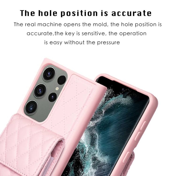 For Samsung Galaxy S23 Ultra 5G Vertical Wallet Rhombic Leather Phone Case(Pink) For Samsung Galaxy S23 Ultra 5G Vertical Wallet Rhombic Leather Phone Case(Pink)