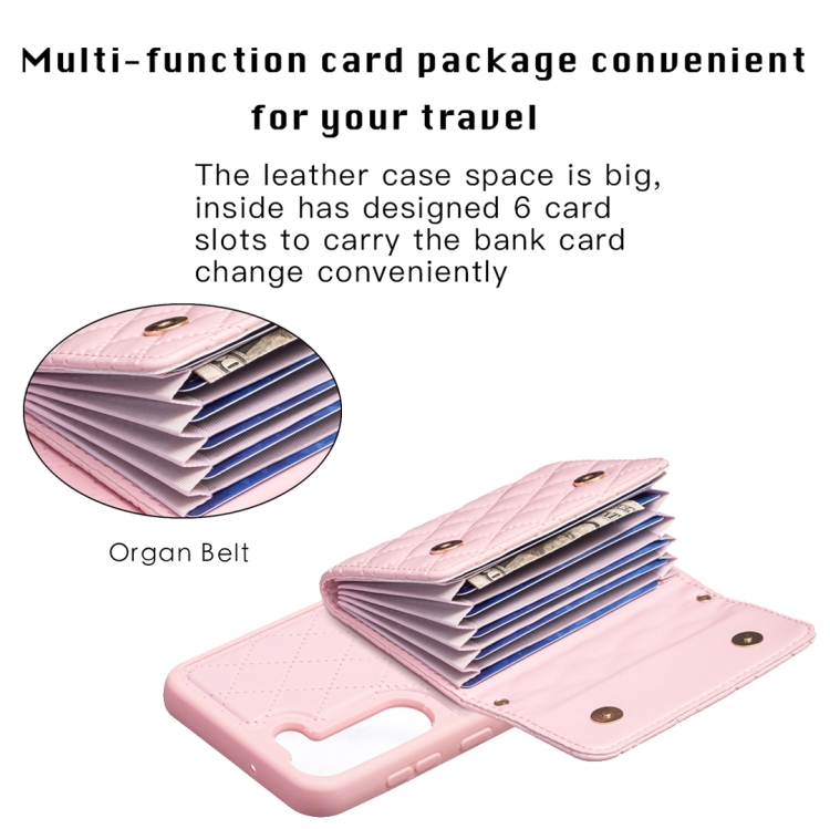 For Samsung Galaxy S23+ 5G Horizontal Wallet Rhombic Leather Phone Case(Pink) For Samsung Galaxy S23+ 5G Horizontal Wallet Rhombic Leather Phone Case(Pink)