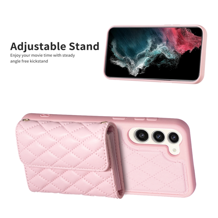 For Samsung Galaxy S23+ 5G Horizontal Wallet Rhombic Leather Phone Case(Pink) For Samsung Galaxy S23+ 5G Horizontal Wallet Rhombic Leather Phone Case(Pink)