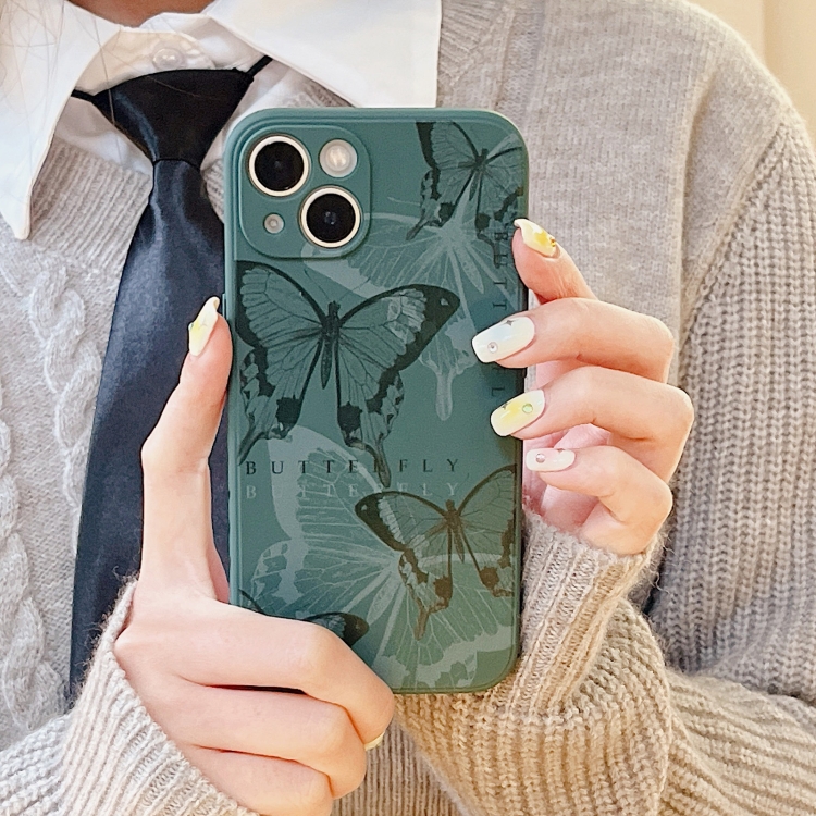 For iPhone 14 Side Pattern Magic TPU Phone Case(Green Butterflies) For iPhone 14 Side Pattern Magic TPU Phone Case(Green Butterflies)