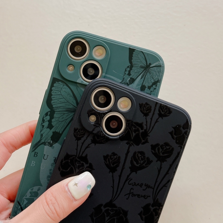 For iPhone 14 Side Pattern Magic TPU Phone Case(Green Butterflies) For iPhone 14 Side Pattern Magic TPU Phone Case(Green Butterflies)