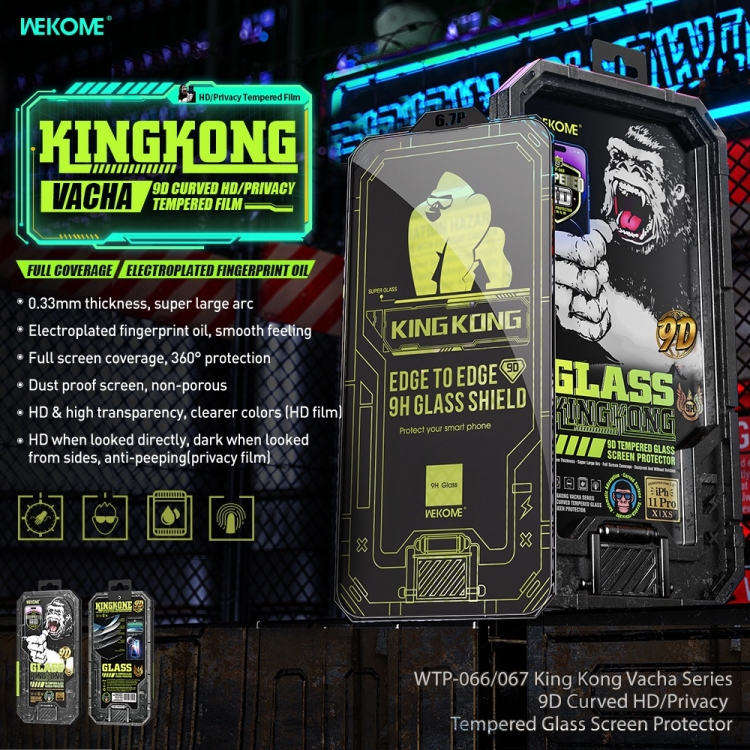 For iPhone 14 WK WTP-067 King Kong Vacha 9D Curved Privacy Tempered Glass Film(Black) For iPhone 14 WK WTP-067 King Kong Vacha 9D Curved Privacy Tempered Glass Film(Black)