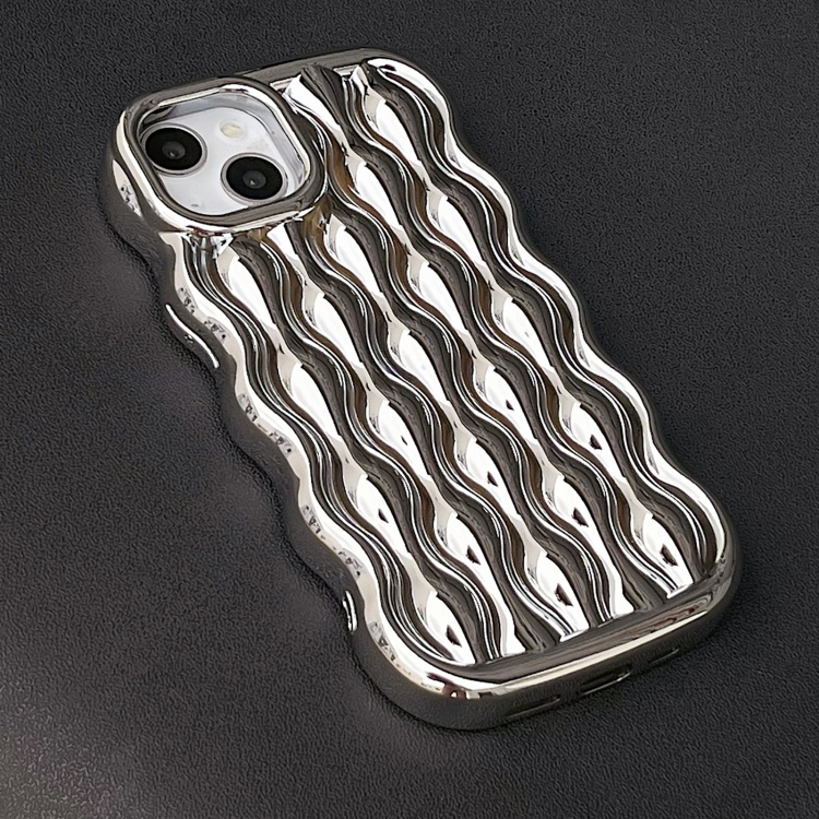 For iPhone 14 Wavy Electroplating TPU Phone Case(Silver) - 1