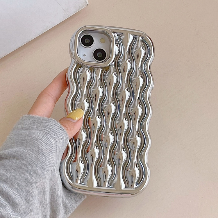 For iPhone 14 Wavy Electroplating TPU Phone Case(Silver) - 2