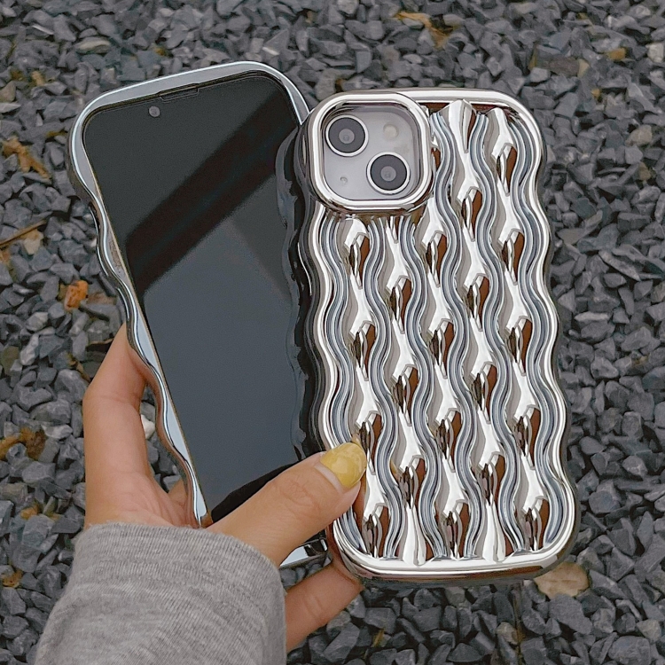 For iPhone 14 Wavy Electroplating TPU Phone Case(Silver) - 3