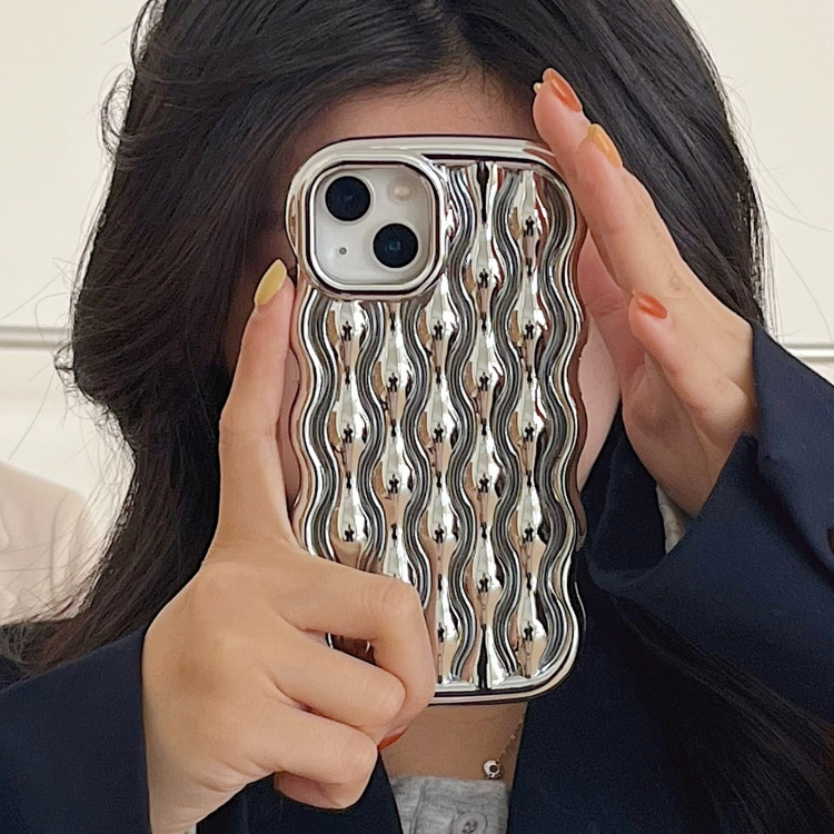 For iPhone 13 Pro Wavy Electroplating TPU Phone Case(Silver) For iPhone 13 Pro Wavy Electroplating TPU Phone Case(Silver)