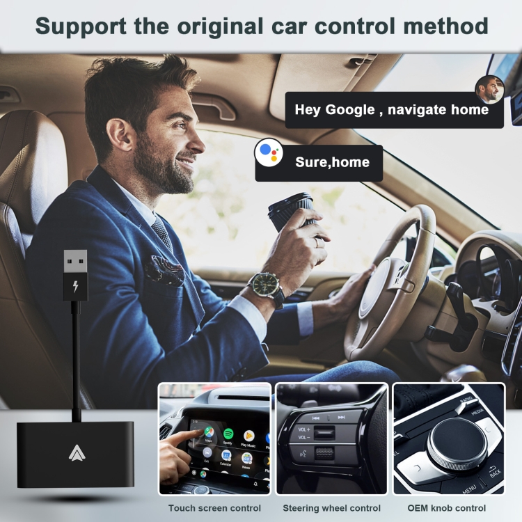 THT-020-5+ Android Auto Wireless CarPlay Converter Adaptateur CarPlay  filaire à sans fil supportant l'interface USB / Type-C