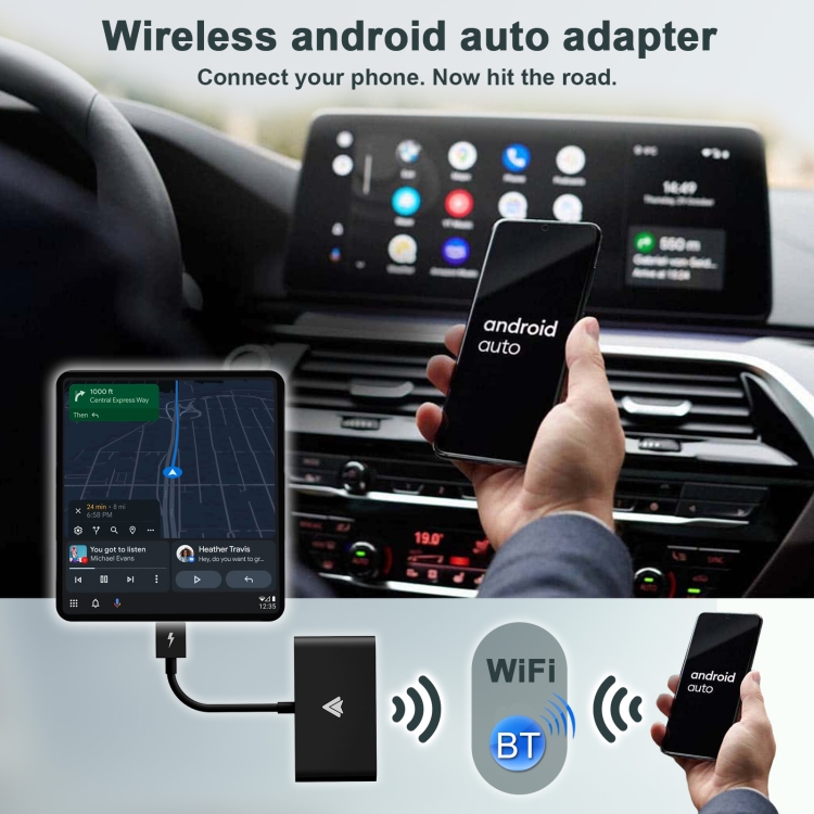 THT-020-3+ USB + USB-C / Type-C Wired to Wireless Carplay Adapter for  Android Smartphone(White)