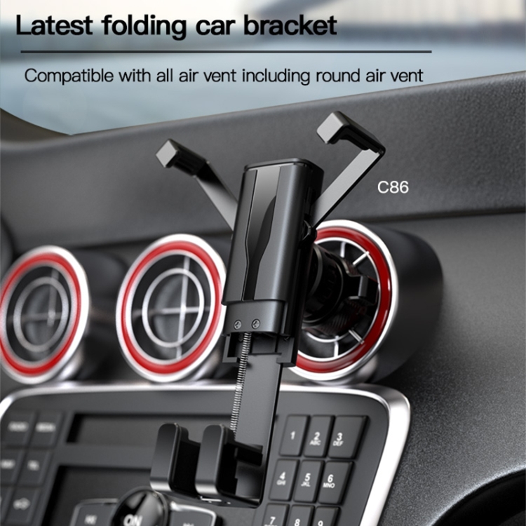 Yesido C86 Foldable Air Outlet Gravity Car Phone Holder(Black) Yesido C86 Foldable Air Outlet Gravity Car Phone Holder(Black)