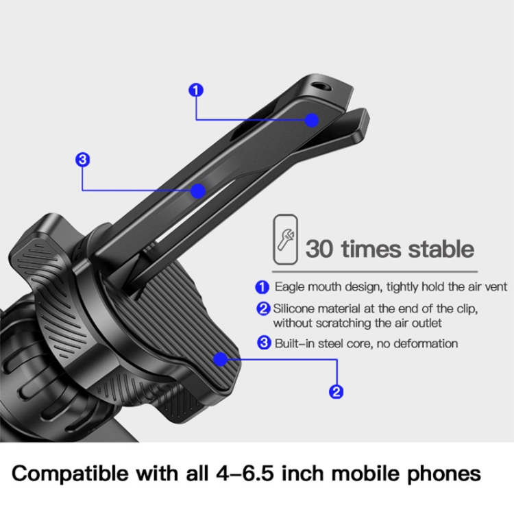 Yesido C86 Foldable Air Outlet Gravity Car Phone Holder(Black) Yesido C86 Foldable Air Outlet Gravity Car Phone Holder(Black)