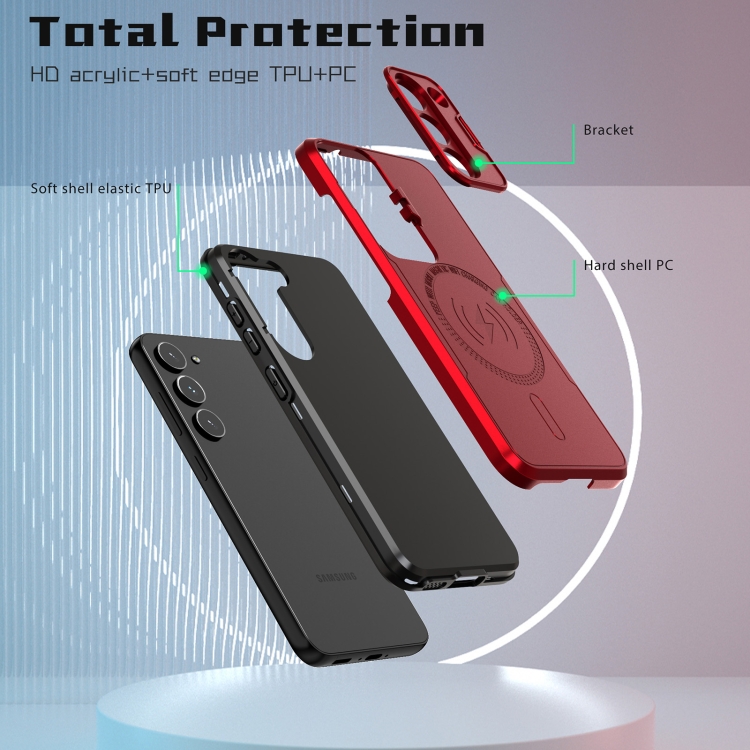 For Samsung Galaxy S22 Ultra 5G MagSafe Magnetic Invisible Camera Holder Phone Case(Red) For Samsung Galaxy S22 Ultra 5G MagSafe Magnetic Invisible Camera Holder Phone Case(Red)