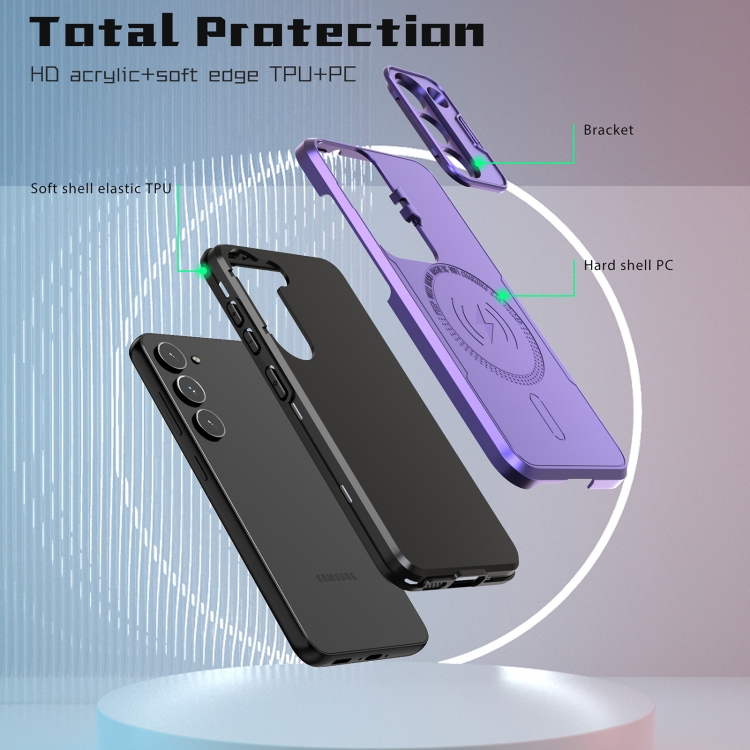 For Samsung Galaxy S20 FE MagSafe Magnetic Invisible Camera Holder Phone Case(Purple) For Samsung Galaxy S20 FE MagSafe Magnetic Invisible Camera Holder Phone Case(Purple)