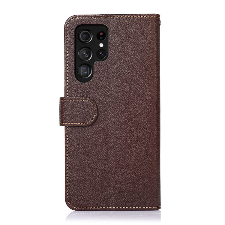 For Samsung Galaxy S24 Ultra 5G KHAZNEH Litchi Texture Leather RFID Phone Case(Brown) For Samsung Galaxy S24 Ultra 5G KHAZNEH Litchi Texture Leather RFID Phone Case(Brown)