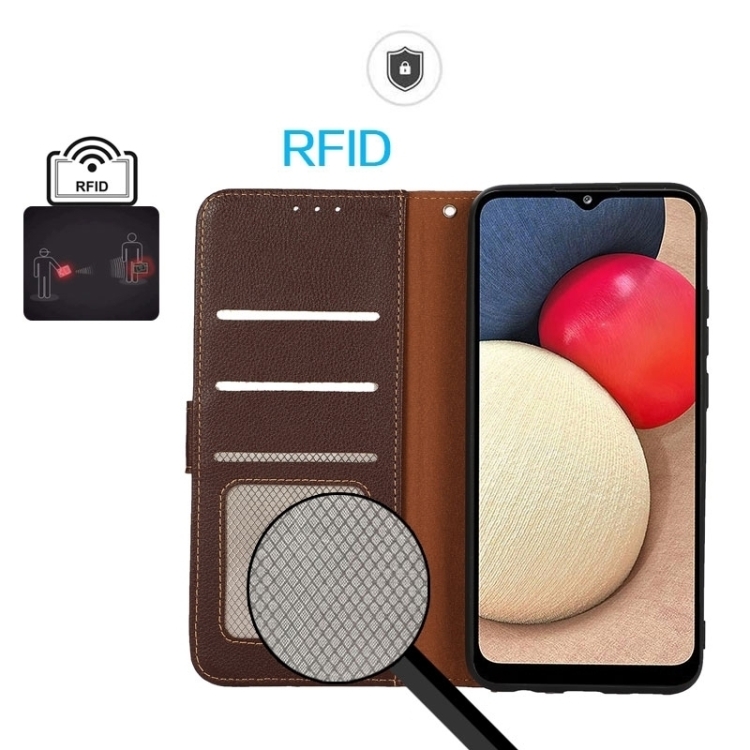 For Samsung Galaxy S24 Ultra 5G KHAZNEH Litchi Texture Leather RFID Phone Case(Brown) For Samsung Galaxy S24 Ultra 5G KHAZNEH Litchi Texture Leather RFID Phone Case(Brown)