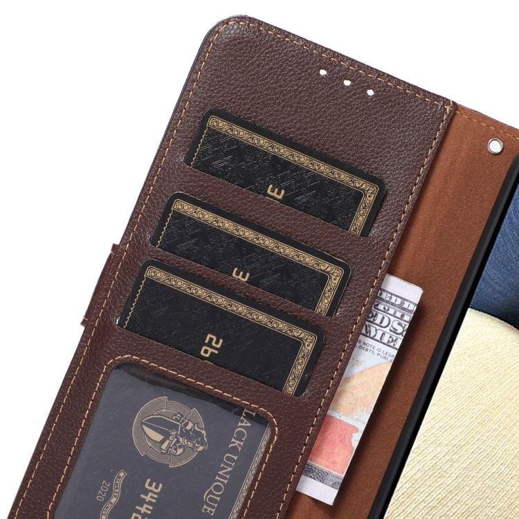 For Samsung Galaxy S24 Ultra 5G KHAZNEH Litchi Texture Leather RFID Phone Case(Brown) For Samsung Galaxy S24 Ultra 5G KHAZNEH Litchi Texture Leather RFID Phone Case(Brown)