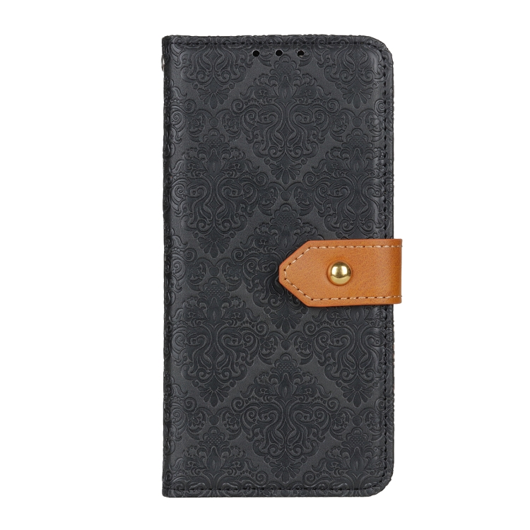 For Samsung Galaxy S23 FE 5G European Floral Embossed Leather Phone Case(Black)