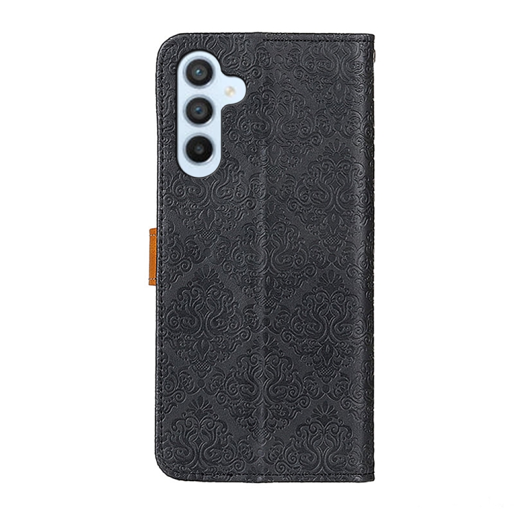 For Samsung Galaxy S23 FE 5G European Floral Embossed Leather Phone Case(Black)