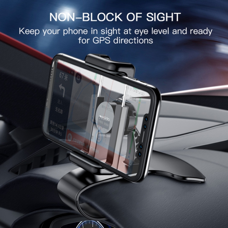 Yesido C103 Car Dashboard Snap-On Mobile Phone Navigation Holder(Black) - 1
