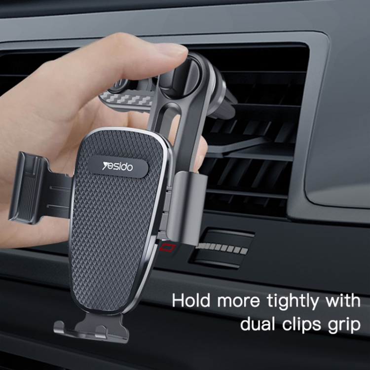 Yesido C105 Car Air Outlet Dual Clip Mobile Phone Navigation Holder(Black) - 5