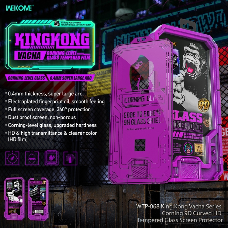 For iPhone 14 Plus WK WTP-068 King Kong Vacha Corning 9D Curved HD Tempered Glass Film(Black) For iPhone 14 Plus WK WTP-068 King Kong Vacha Corning 9D Curved HD Tempered Glass Film(Black)