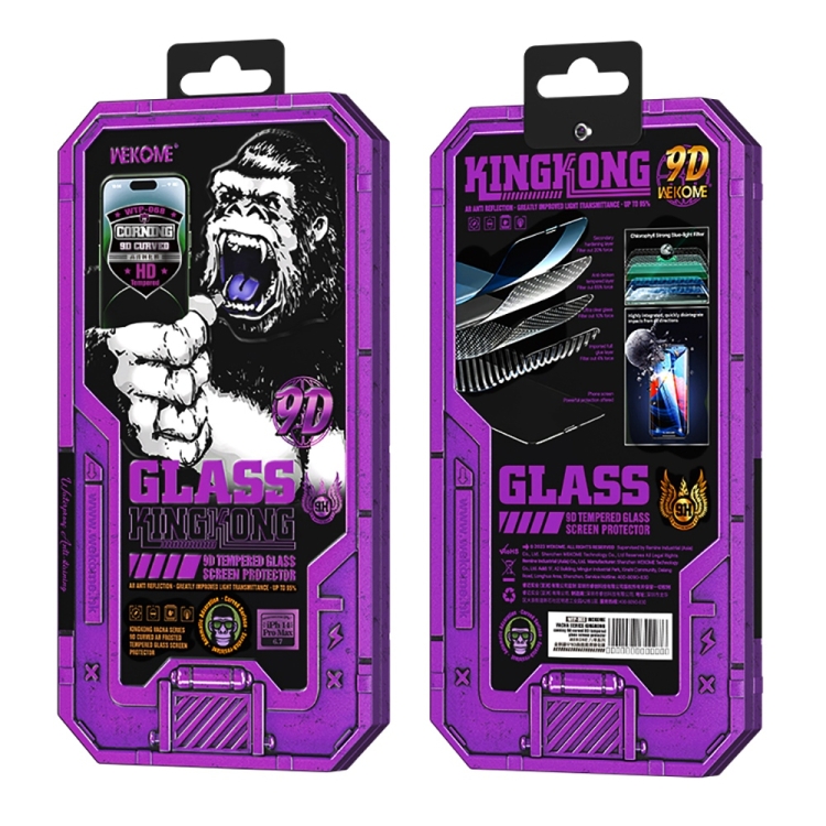 For iPhone 14 Pro WK WTP-068 King Kong Vacha Corning 9D Curved HD Tempered Glass Film(Black) For iPhone 14 Pro WK WTP-068 King Kong Vacha Corning 9D Curved HD Tempered Glass Film(Black)