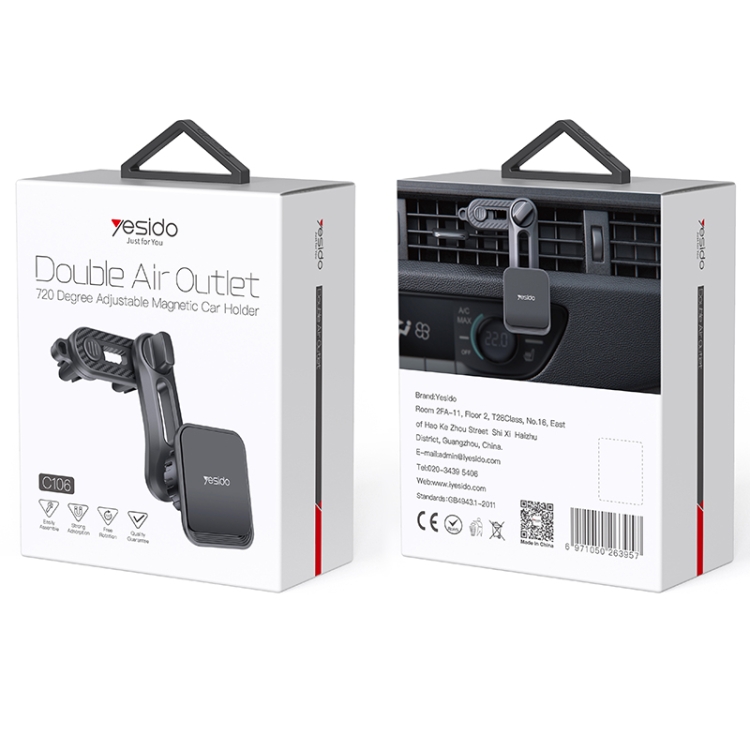 Yesido C106 Car Air Outlet Dual Clip Magsafe Magnetic Phone Navigation Holder(Black) Yesido C106 Car Air Outlet Dual Clip Magsafe Magnetic Phone Navigation Holder(Black)