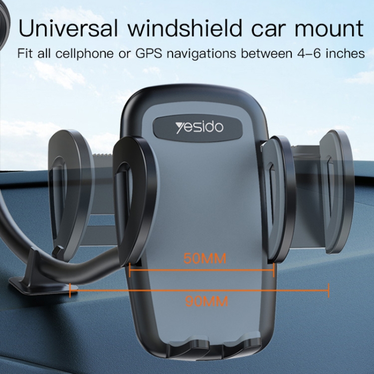 Yesido C108 360 Degree Rotation Car Windshield Suction Cup Phone Holder(Black) - 3