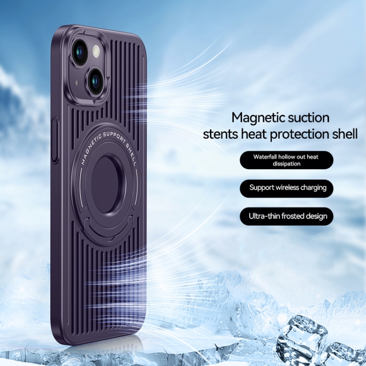 For iPhone 14 Plus Cooling MagSafe Magnetic Ring Holder Phone Case(Purple) For iPhone 14 Plus Cooling MagSafe Magnetic Ring Holder Phone Case(Purple)