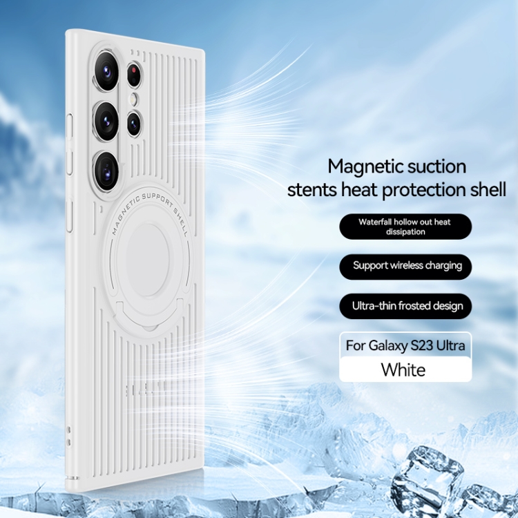 For Samsung Galaxy S23 Ultra 5G Cooling MagSafe Magnetic Ring Holder Phone Case(White) For Samsung Galaxy S23 Ultra 5G Cooling MagSafe Magnetic Ring Holder Phone Case(White)