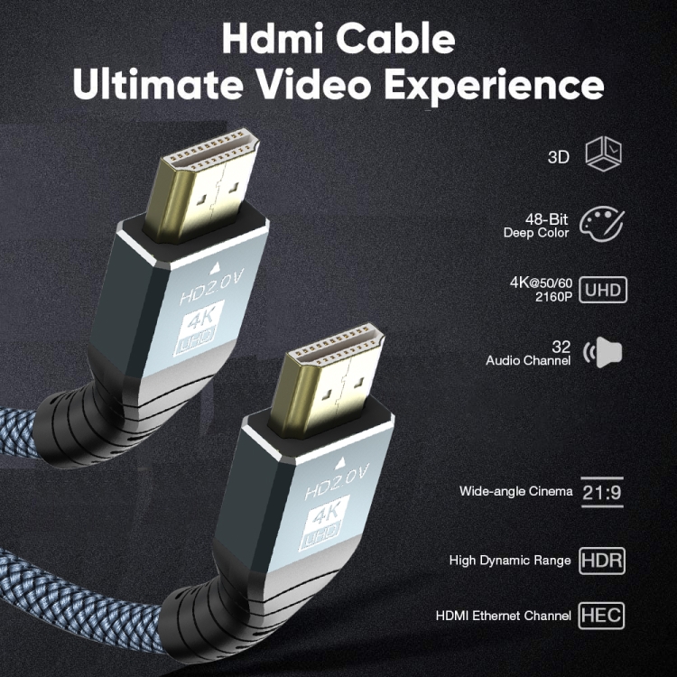 CÂBLE HDMI 2.0, 4K, HEC, M / M, NOIR, 5M