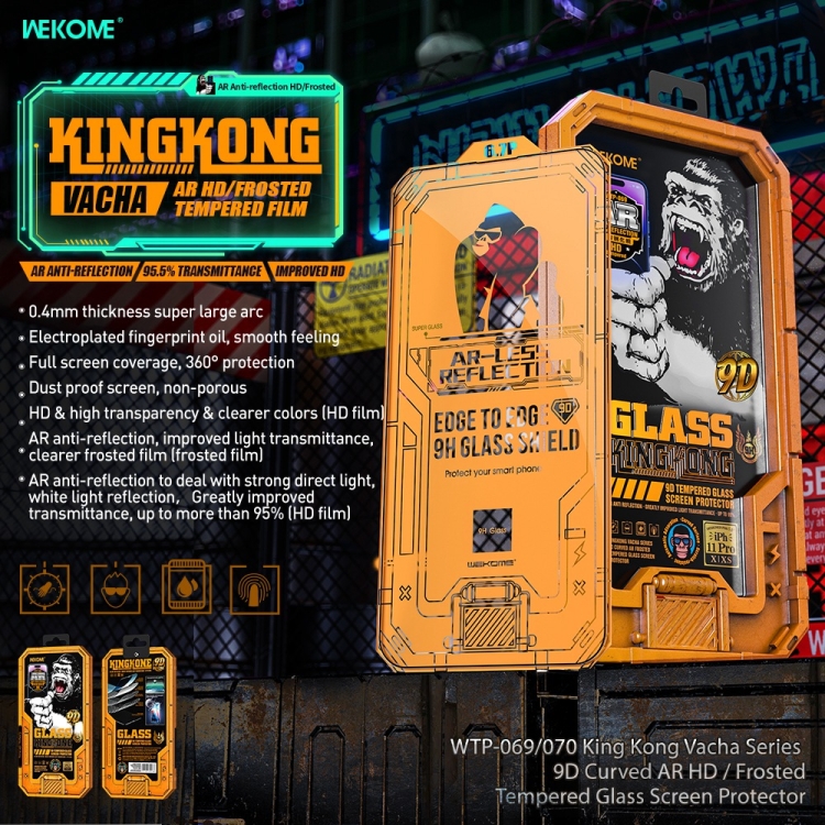 For iPhone 14 Pro Max WK WTP-069 King Kong Vacha 9D Curved AR HD Tempered Glass Film(Black) For iPhone 14 Pro Max WK WTP-069 King Kong Vacha 9D Curved AR HD Tempered Glass Film(Black)