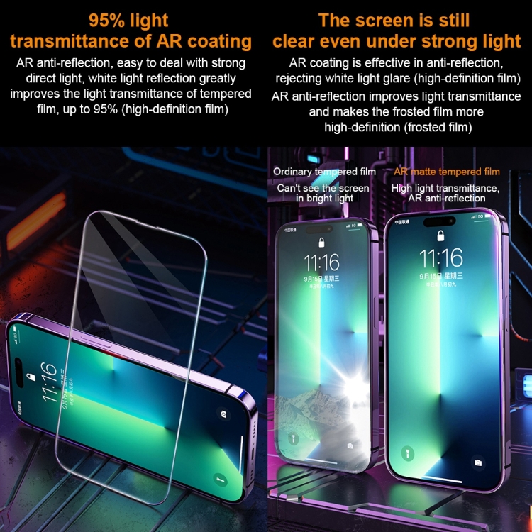 For iPhone 14 Pro WK WTP-070 King Kong Vacha 9D Curved AR Frosted Tempered Glass Film(Black) For iPhone 14 Pro WK WTP-070 King Kong Vacha 9D Curved AR Frosted Tempered Glass Film(Black)