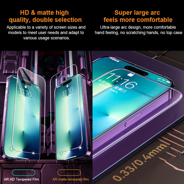 For iPhone 14 Pro WK WTP-070 King Kong Vacha 9D Curved AR Frosted Tempered Glass Film(Black) For iPhone 14 Pro WK WTP-070 King Kong Vacha 9D Curved AR Frosted Tempered Glass Film(Black)