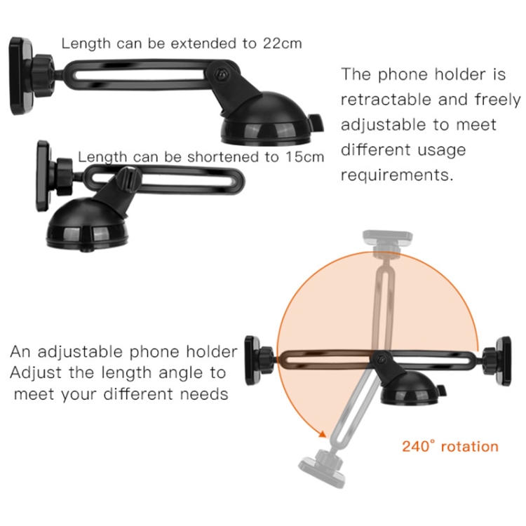 Yesido C39 Car Windshield Telescopic Magnetic Phone Holder(Black) Yesido C39 Car Windshield Telescopic Magnetic Phone Holder(Black)