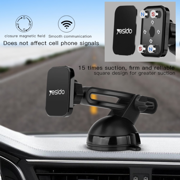 Yesido C39 Car Windshield Telescopic Magnetic Phone Holder(Black) Yesido C39 Car Windshield Telescopic Magnetic Phone Holder(Black)