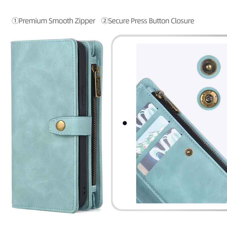 For iPhone 14 Plus Zipper Wallet Magnetic Detachable Leather Phone Case(Blue) For iPhone 14 Plus Zipper Wallet Magnetic Detachable Leather Phone Case(Blue)