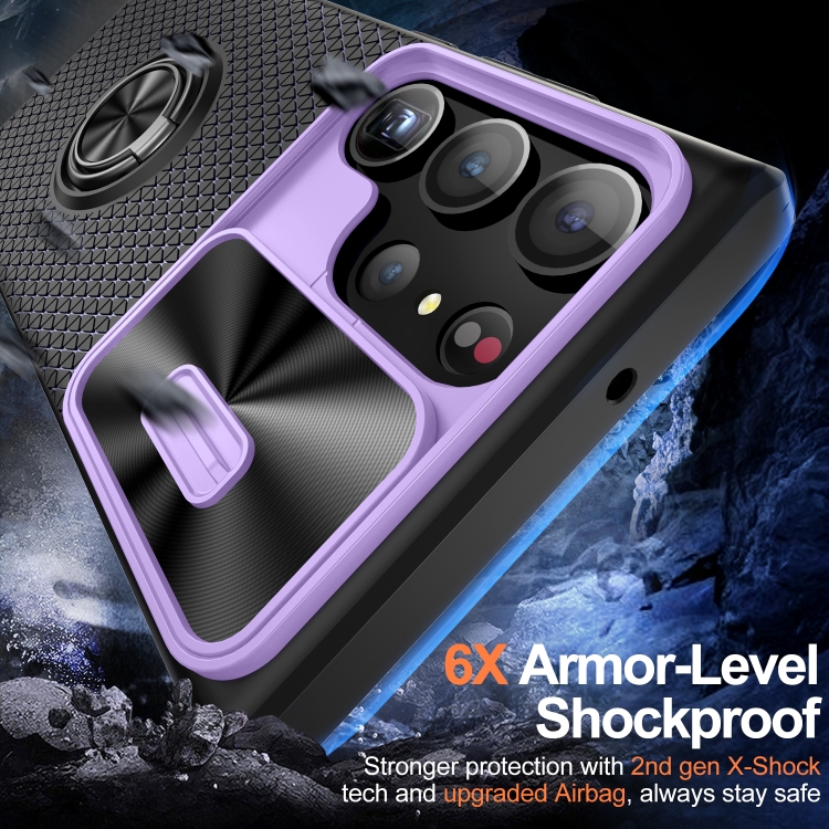 For Samsung Galaxy S23 Ultra 5G Sliding Camshield Armor Phone Case with Ring Holder(Purple Black) For Samsung Galaxy S23 Ultra 5G Sliding Camshield Armor Phone Case with Ring Holder(Purple Black)