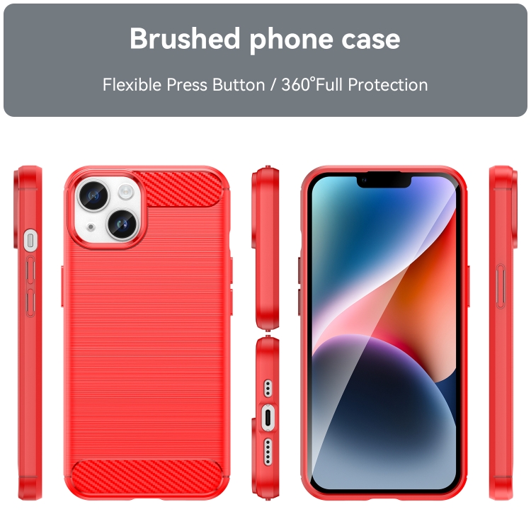 【Iphone15】カーボンテクスチャ レンズフィルム付き　レッド ファッションなデザイン Iphone15】カーボンテクスチャ レンズ