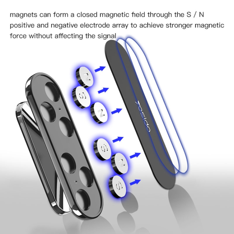 Yesido C82 Car 360 Degree Rotation Strong Magnetic Phone Holder(Silver)
