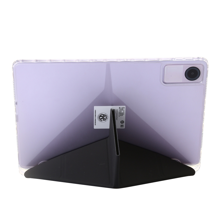 Per Xiaomi Redmi Pad SE Custodia per tablet in pelle con deformazione  acrilica trasparente (nera)