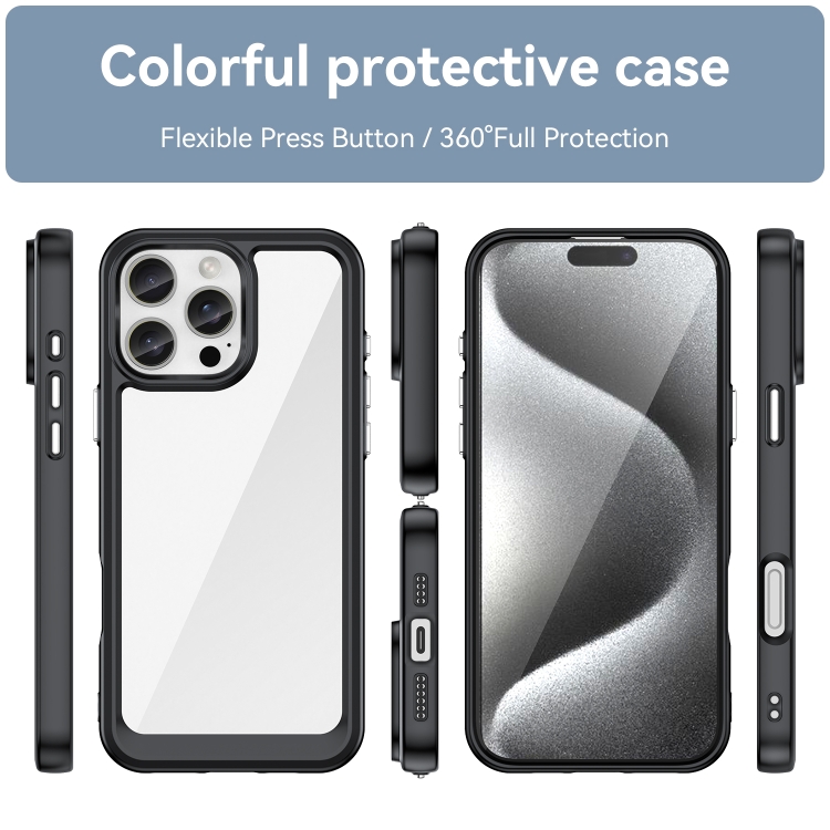 For iPhone 16 Pro Max Colorful Series Acrylic + TPU Phone Case(Black) For iPhone 16 Pro Max Colorful Series Acrylic + TPU Phone Case(Black)