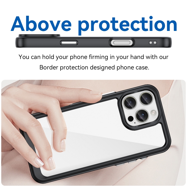 For iPhone 16 Pro Max Colorful Series Acrylic + TPU Phone Case(Black) For iPhone 16 Pro Max Colorful Series Acrylic + TPU Phone Case(Black)
