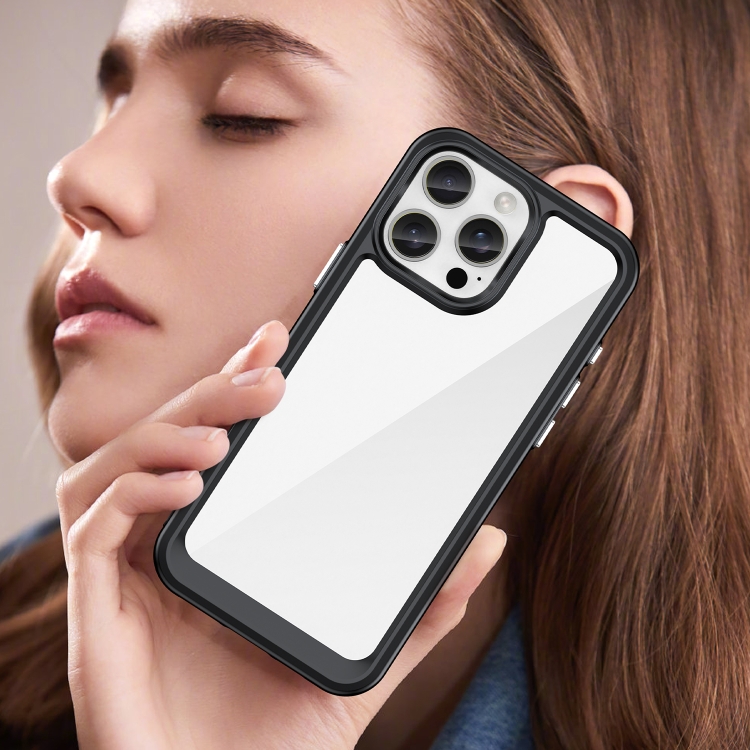 For iPhone 16 Pro Max Colorful Series Acrylic + TPU Phone Case(Black) For iPhone 16 Pro Max Colorful Series Acrylic + TPU Phone Case(Black)