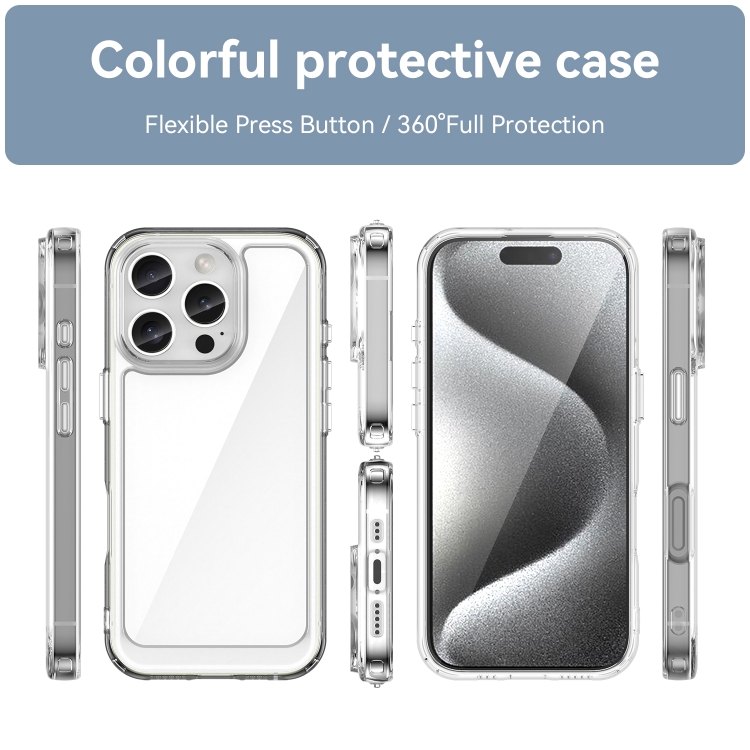 For iPhone 16 Pro Colorful Series Acrylic + TPU Phone Case(Transparent) For iPhone 16 Pro Colorful Series Acrylic + TPU Phone Case(Transparent)