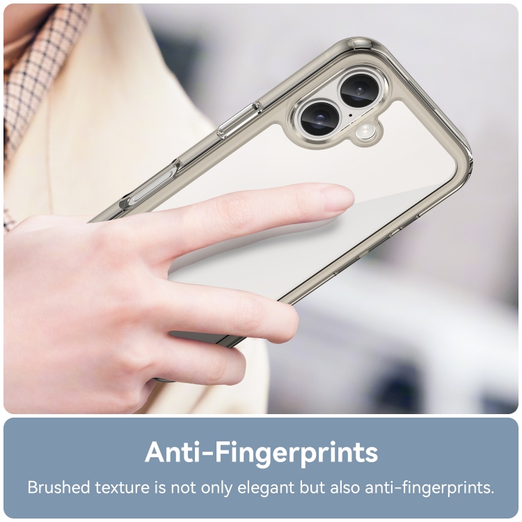 For iPhone 16 Plus Colorful Series Acrylic + TPU Phone Case(Transparent Grey)