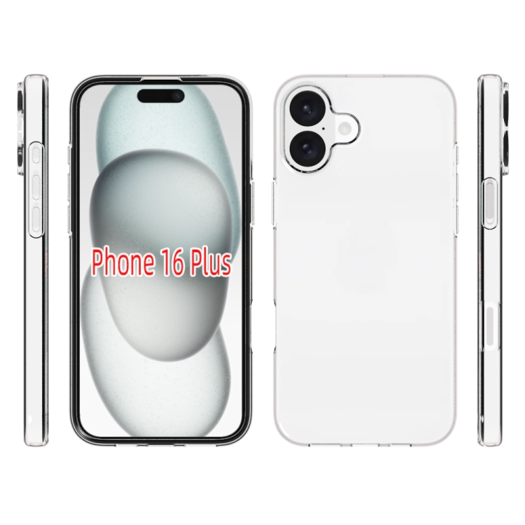 For iPhone 16 Plus Waterproof Texture TPU Phone Case(Transparent) For iPhone 16 Plus Waterproof Texture TPU Phone Case(Transparent)
