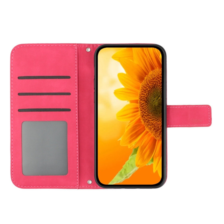 Para Xiaomi Redmi 13C 4G Skin Feel Sun Flower Funda de cuero con tapa en  relieve y cordón (verde)