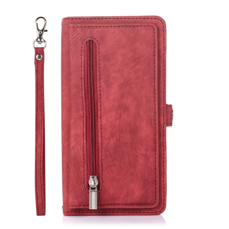 For iPhone 8 / 7 / SE 2020 2022 Zipper Card Slot Buckle Wallet Leather Phone Case(Red) For iPhone 8 / 7 / SE 2020 2022 Zipper Card Slot Buckle Wallet Leather Phone Case(Red)