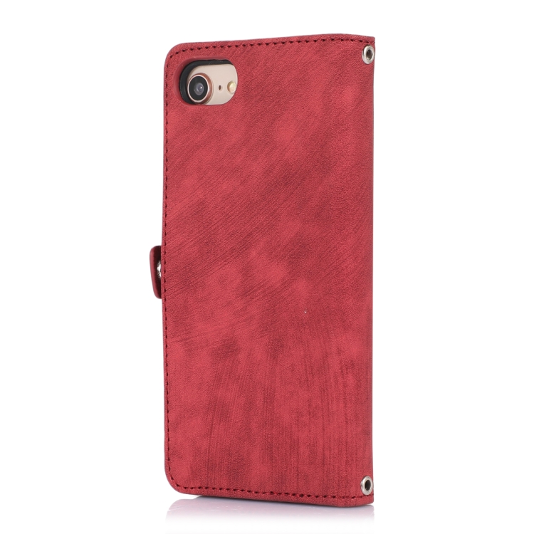 For iPhone 8 / 7 / SE 2020 2022 Zipper Card Slot Buckle Wallet Leather Phone Case(Red) For iPhone 8 / 7 / SE 2020 2022 Zipper Card Slot Buckle Wallet Leather Phone Case(Red)